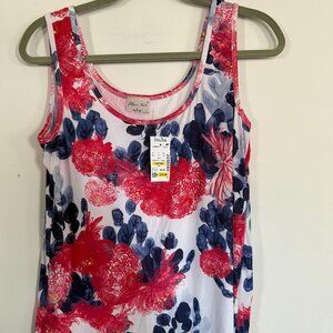NEWJillian Nicole Floral Tank Top Made In USA Red White &Blue Floral Stretchy XL